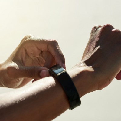 A person wearing a health tracker